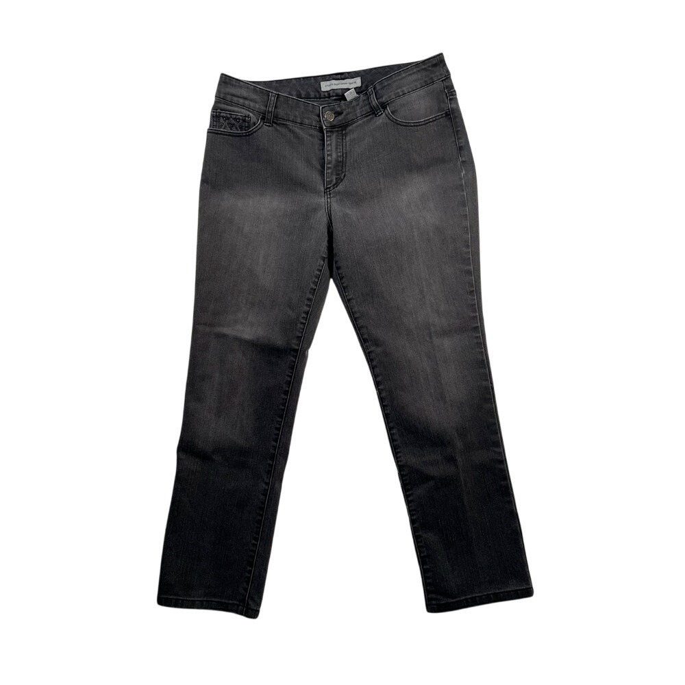 Chico‎ Jeans Women's Size 15R Black Denim Embelished Back Pockets